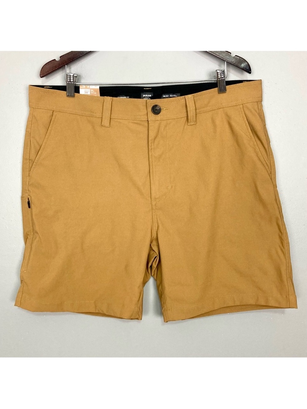 Prana Alameda 7” Shorts Men’s Size 38 Zip Pocket Outdoor Utility Embark Brown